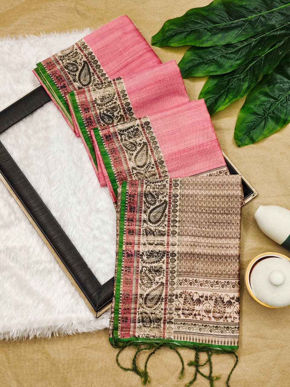 Traditional Printed Soft Tussar Silk Saree